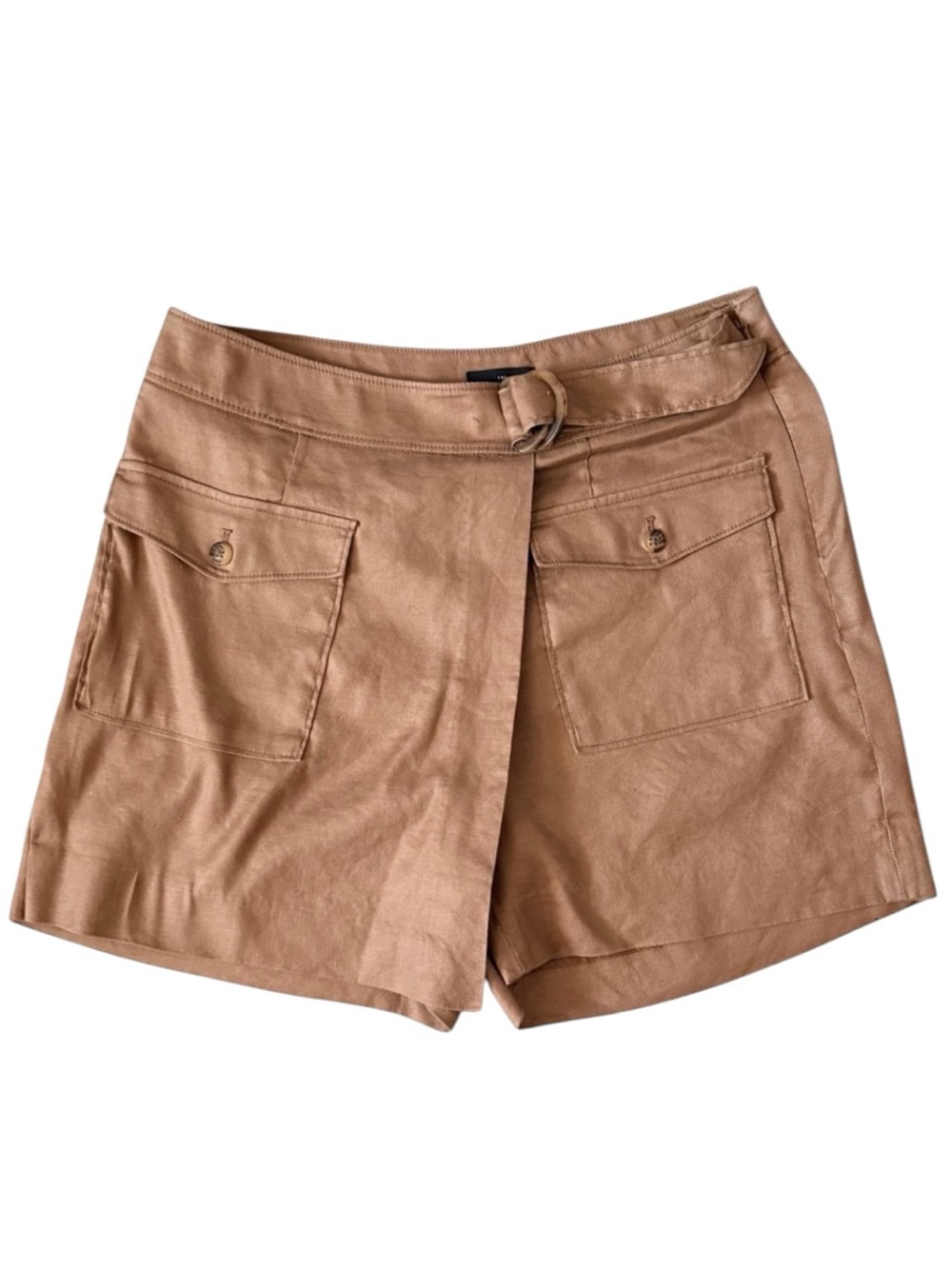 White House Black Market High-rise 5-inch Linen Blend Cargo Skort Size 10
